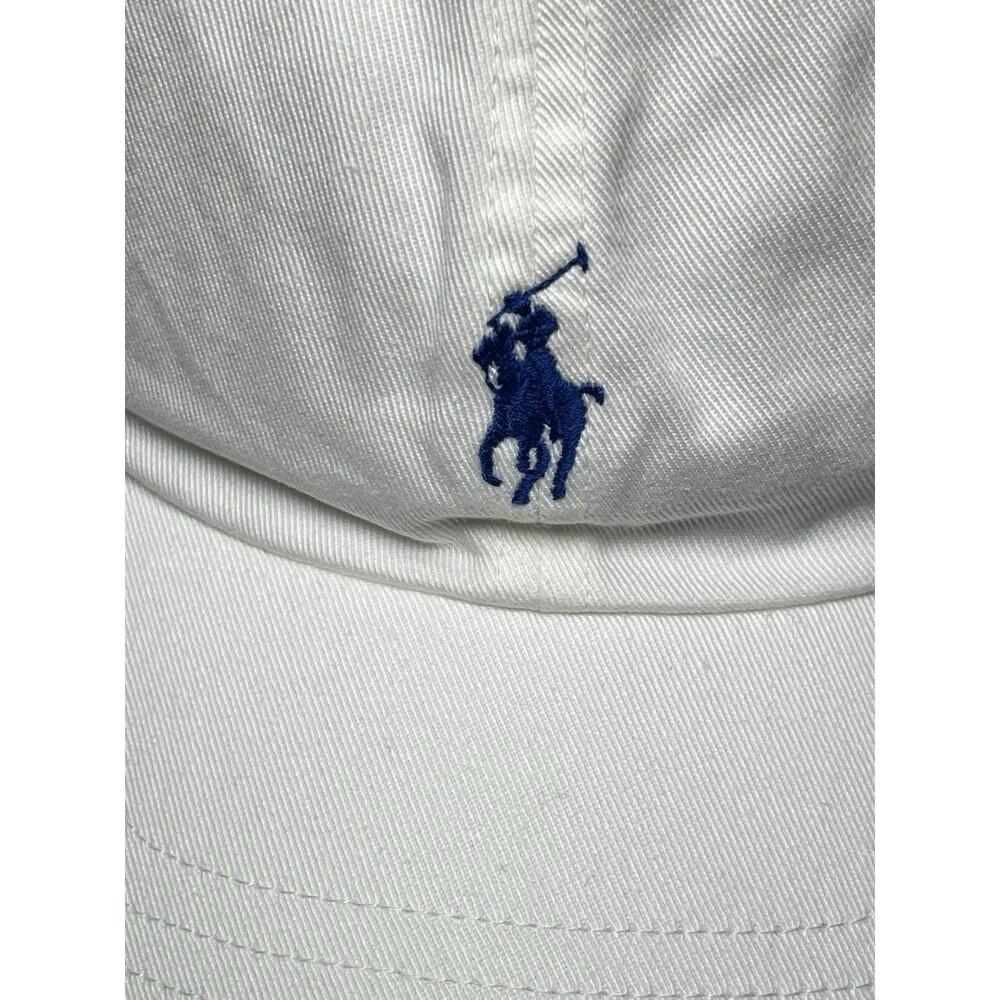 Polo Ralph Lauren Men's O/S Adjustable Baseball Cap Cotton White /Blue Pony Logo - Picture 5 of 11
